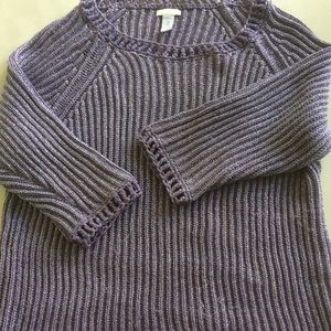 Lilac metallic sweater with 3/4 sleeves